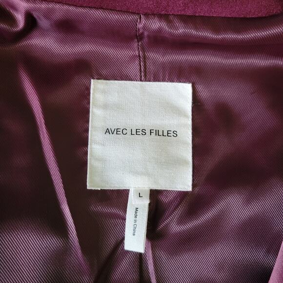 Avec Les Filles/Anthropology Racheal Suede Oversized Boxy Mulberry Red Jacket L - Picture 6 of 10
